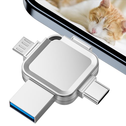 usb stick 256gb für iphone und ipad, Yueflue 4-in-1 mit usb 3.0 und typ c, silber