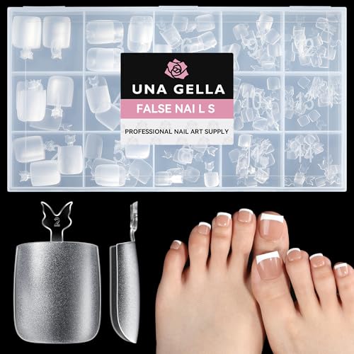 una gella fußnägel zum aufkleben, 216 stück, 15 größen, soft gel nagelset