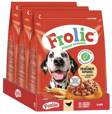 frolic hunde trockenfutter 7,8 kg mit frisch geflügel ab 17,49 euro statt 38 euro