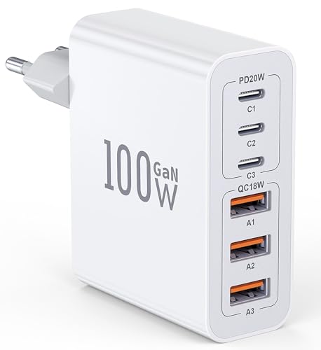 usb c ladegerät 100w 6-port ladeadapter pd 3.0 für iphone ipad samsung handys