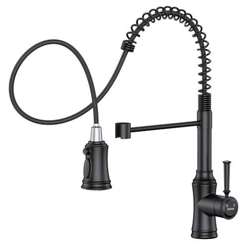 HURRAN Kitchen Tap, Brushed Nickel, Kitchen Tap with 3 Spray Modes, High Arc Tap, Kitchen Extendible with 360° Swivel for Kitchen Sinks, Stainless Steel