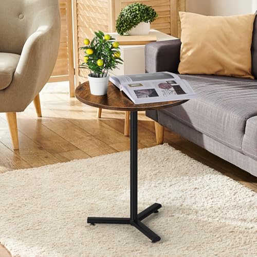 smusei runder couchtisch 48 cm beistelltisch holztisch für wohnzimmer braun