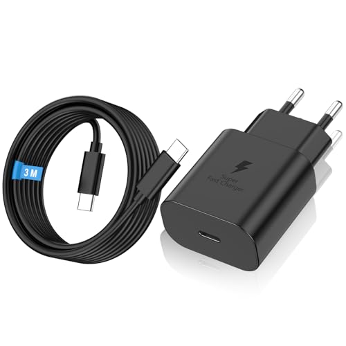 25W USB C schnellladegerät PD 3.0 mit 3m Kabel für galaxy s24/s23/iPhone 16