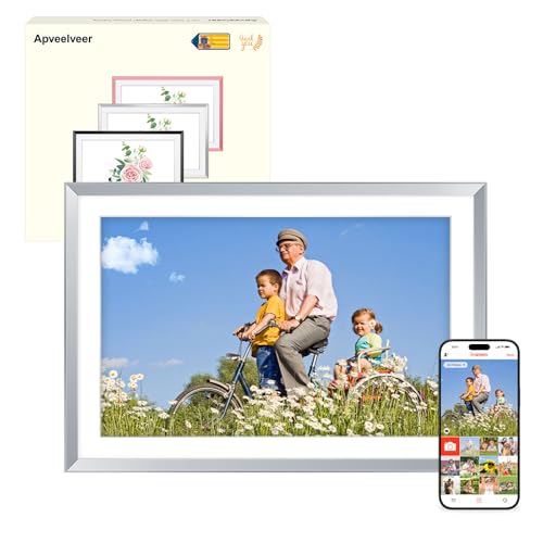 Produktbild: digital picture frame 10.1 zoll wifi 32 gb speicher touch display silber