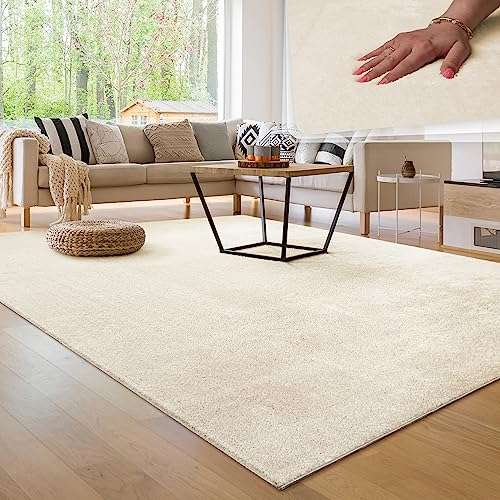 paco home waschbarer teppich kurzflor rutschfest flauschig creme 160x220 cm