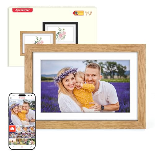 digitaler bilderrahmen holz wifi 10,1 zoll 32 gb 1280 x 800 ips touchscreen oak wood