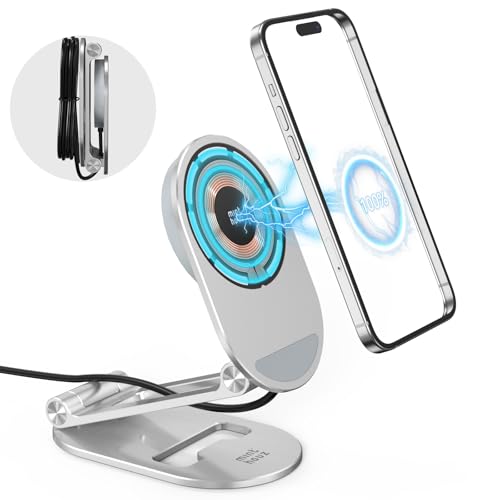 magnetisches kabelloses ladegerät minthouz 20W induktionsladegerät aluminium telefonhalter für iphone 16 15 14 13 12 serie, airpods 3/pro 2