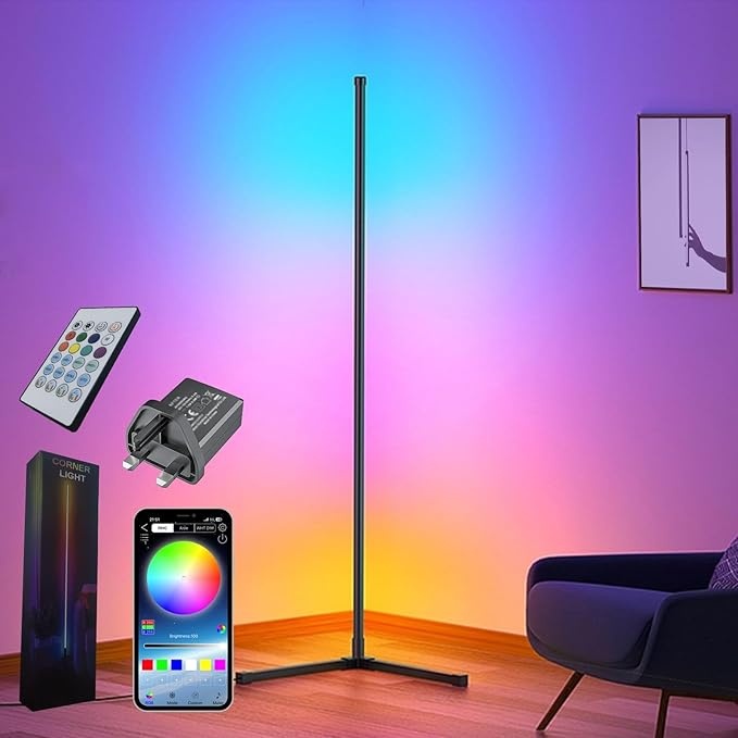 sotipevs led stehlampe dimmbar, 153cm rgb ecklampe mit fernbedienung und app