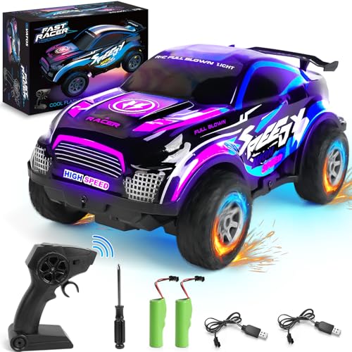 vatos led ferngesteuertes offroad auto 1:22 rc buggy 2.4GHz lila mit 2 batterien 50min spielzeit