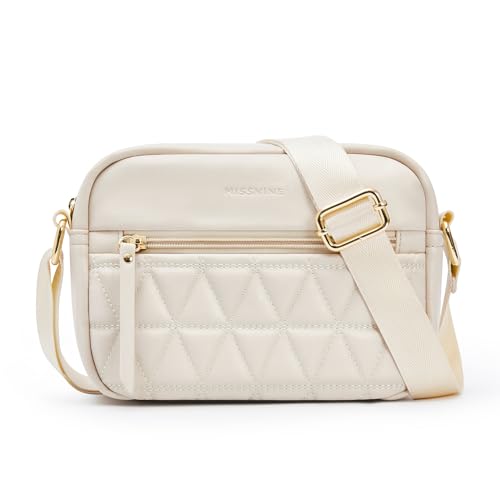 Missnine kleine umhängetasche damen, gesteppte leder tasche mit verstellbarem riemen