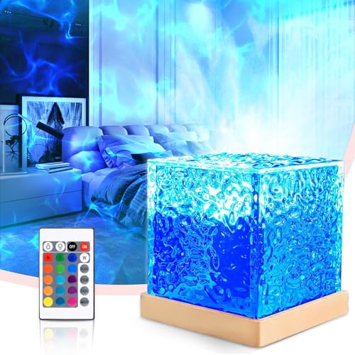 umikk wasserwellen lampe, rotierender 3d led projektor, 16 farben nachtlicht, tischlampe