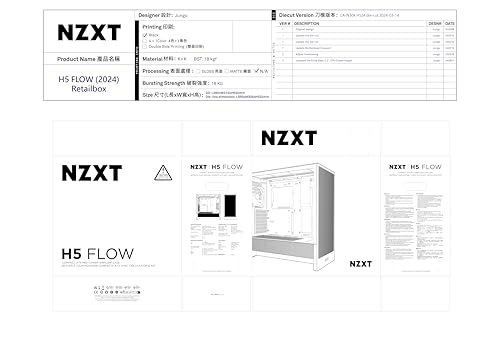 nzxt h5 flow midi-tower atx gehäuse weiss mit glasfenster und 2 fans