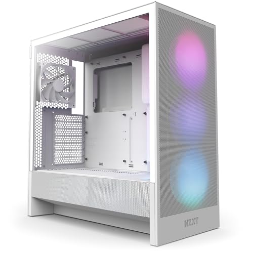 nzxt h5 flow rgb atx midi-tower mit mesh-front, 2 lüftern, usb-c, weiß schwarz