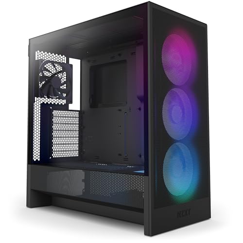 nzxt h5 flow midi tower schwarz mit glasfenster und rgb-beleuchtung