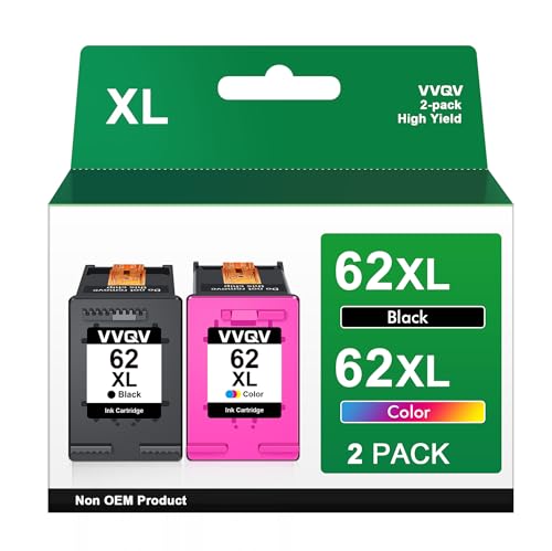 hp 62xl druckpatronen schwarz und farbe für officejet 5740 5742, envy 7640, 2er pack