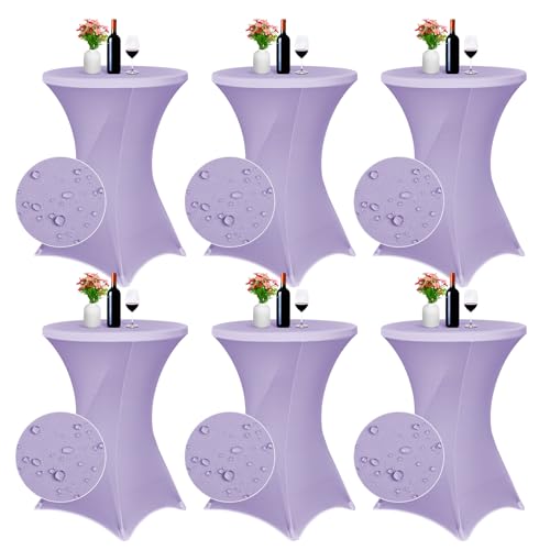 spandex cocktail-tischdecke 80 x 110 cm, wasserdicht, lavendel, 6 stück