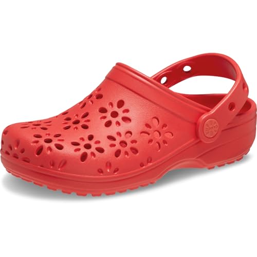 Crocs Kinder Classic Clog Floral Cut Out, Cherry Red, 23/24 EU