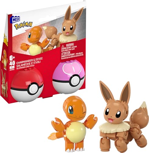 Produktbild: pokemon actionfigur set mit pokball, glumanda und evoli, 40 teile, für kinder