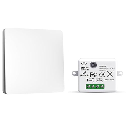 rf433 funk lichtschalter set, funkschalter batterielos, wandlichtschalter 10a 240v