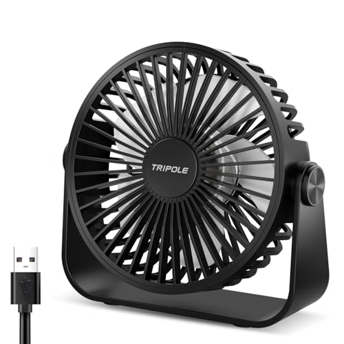 tripole usb tischventilator, 3 geschwindigkeiten, 360 rotation, tragbarer mini ventilator, schwarz