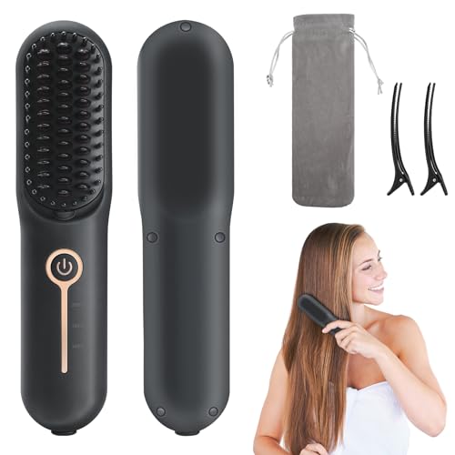coikes kabellose glättbürste tragbar, 3 temperaturstufen, usb-wiederaufladbar, anti-scald