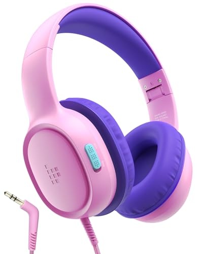 Tronsmart KH01 Kopfhörer Kinder mit Kabel, faltbar, Lautstärkebegrenzung 85/93 dBA, Stereo Sound, rosa, verstellbar