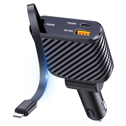 usb c autoladegerät 3in1 ohlpro 58w mit 80cm einziehbarem ladekabel für iphone 16 15 14 13