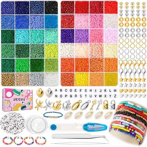 UOONY 16000 bunte glasperlen 3mm set zum auffädeln mit buchstaben für geschenke