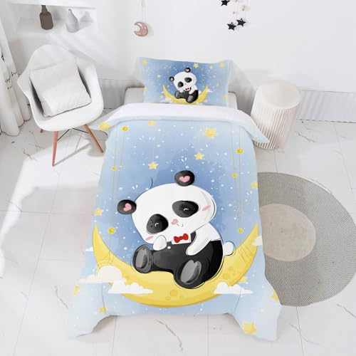 intomeng kinder bettwäsche set panda design, bettbezug 120x150cm, kissenbezug 40x60cm