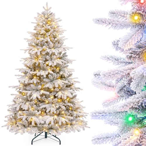 Yorbay künstlicher weihnachtsbaum 210 cm mit beleuchtung und schneeflocken, PE PVC