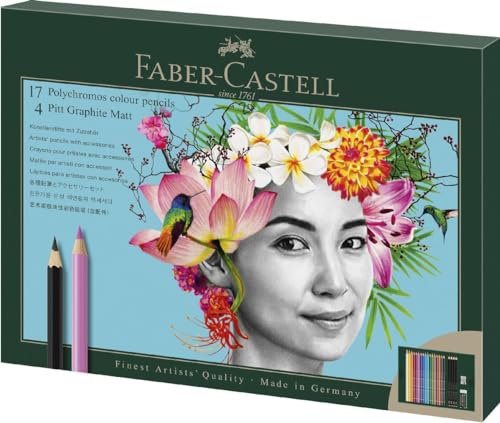 faber-castell zeichenset 23-teilig mit polychromos buntstiften und bleistiften