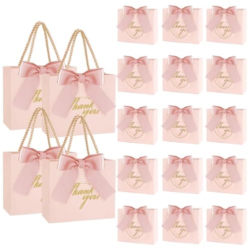 HUOMAQFAN geschenktüten papier 40pcs mit schleifen für hochzeit party weihnachten rosa 5.5x2.3x4.7in
