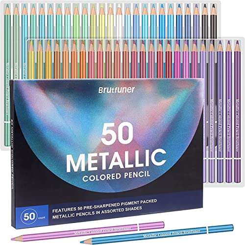 Ccfoud metallic buntstifte 50er set für erwachsene und kinder, zeichnen, skizzieren, schattieren