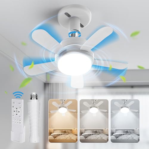 Produktbild: deckenventilator mit beleuchtung blitzwill klein 38cm mit fernbedienung 6 geschwindigkeiten dimmbar weiss