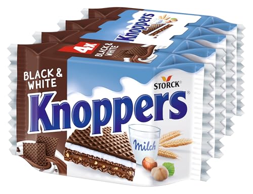 knoppers black and white wafeln  4 x 25g gefüllt mit nougatcreme und kakaowaffeln