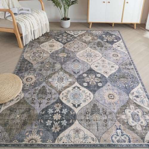 xfrog teppich blumen boho rutschfester waschbarer teppich 160 x 230 cm weich