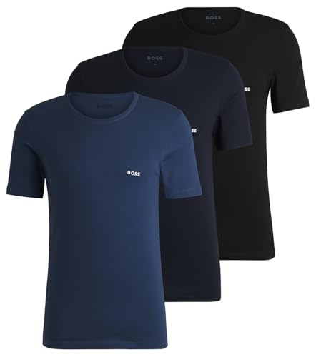 boss t-shirt rn 3p classic in schwarz, casual shirt für männer