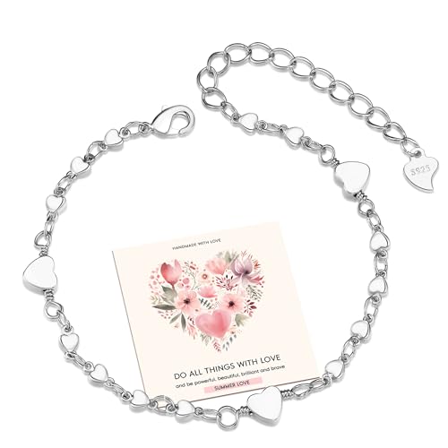 exgox damen armband herz 925 sterling silber gold charm schmuck für frauen mädchen