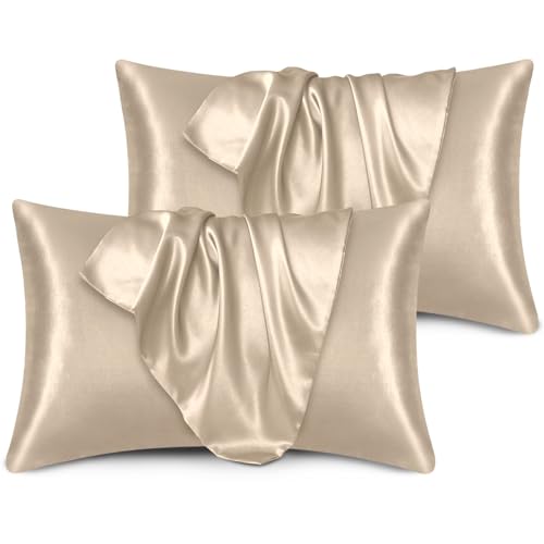 satin kissenbezug 40 x 80 cm, 2er set, weich wie seide, silk pillowcase für haar und haut