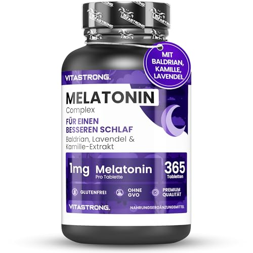 vitastrong melatonin komplex 365 mikro-tabletten für besseren schlaf und jetlag, zuckerfrei
