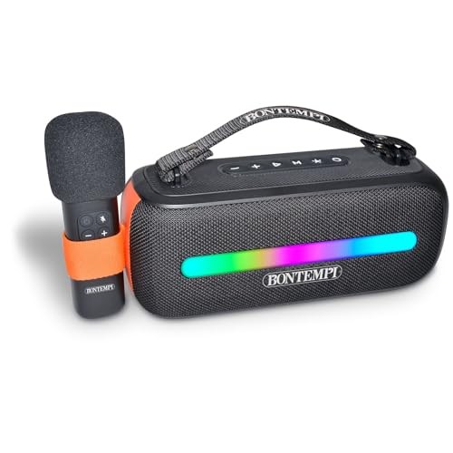 Bontempi SonicSync - Drahtloser Karaoke-Verstärker mit Mikrofon, Lichteffekten, TWS