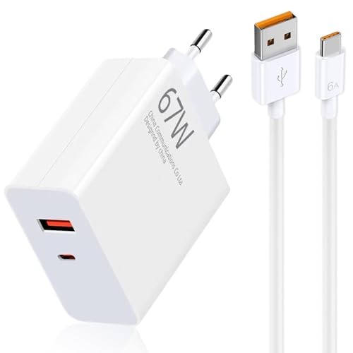 67W Schnellladegerät mit USB C Kabel für Xiaomi 14, 13T Pro, Redmi Note 13 Pro