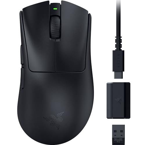 razer deathadder v3 gaming-maus 55g, 26k dpi, 100 stunden akkulaufzeit, hyperspeed 8k hz