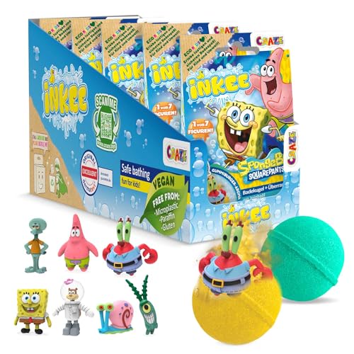 spongebob badebomben 5er pack mit überraschung - badekugeln 80g, burgergummi-aroma