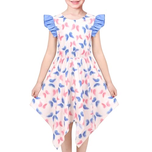 Mädchen Kleid Sunny Fashion, schmetterling, spitze, bogen, hanky hem, rüschenärmel, 116