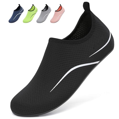 badeschuhe unisex barfulker schnell trocknend wasserschuhe für strand pool yoga, schwarz 38 eu