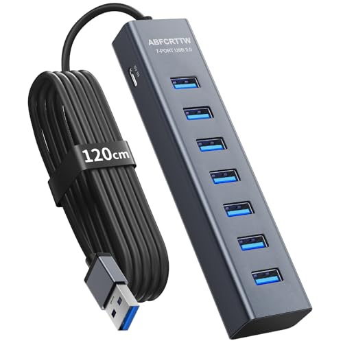 Erweitern Sie Ihre Anschlussmglichkeiten mit unserem 7-Port USB 3.0 Hub! bertragen Sie Daten blitzschnell mit 5Gbps. Ideal fr PC, Laptop und mehr.