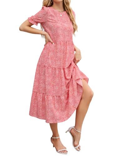 zetieny sommerkleid damen elegant a-linie kurzarm rundhals casual strandkleid