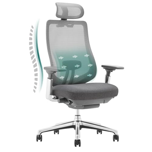 ergonomischer bürostuhl colamy xk atlas, verstellbare kopfstütze, 4d-arme, dunkelgrau