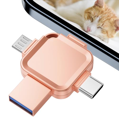 yueflue 4-in-1 usb stick 128gb für i phone, ipad, otg android, pc, rosa